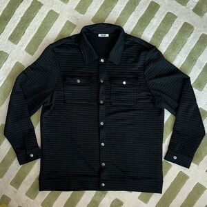 Men's Black Quilted Shirt Jacket